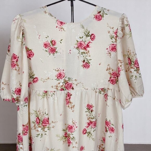 NWT En Saison Natural Color Floral Print Midi Dress - Picture 5 of 10